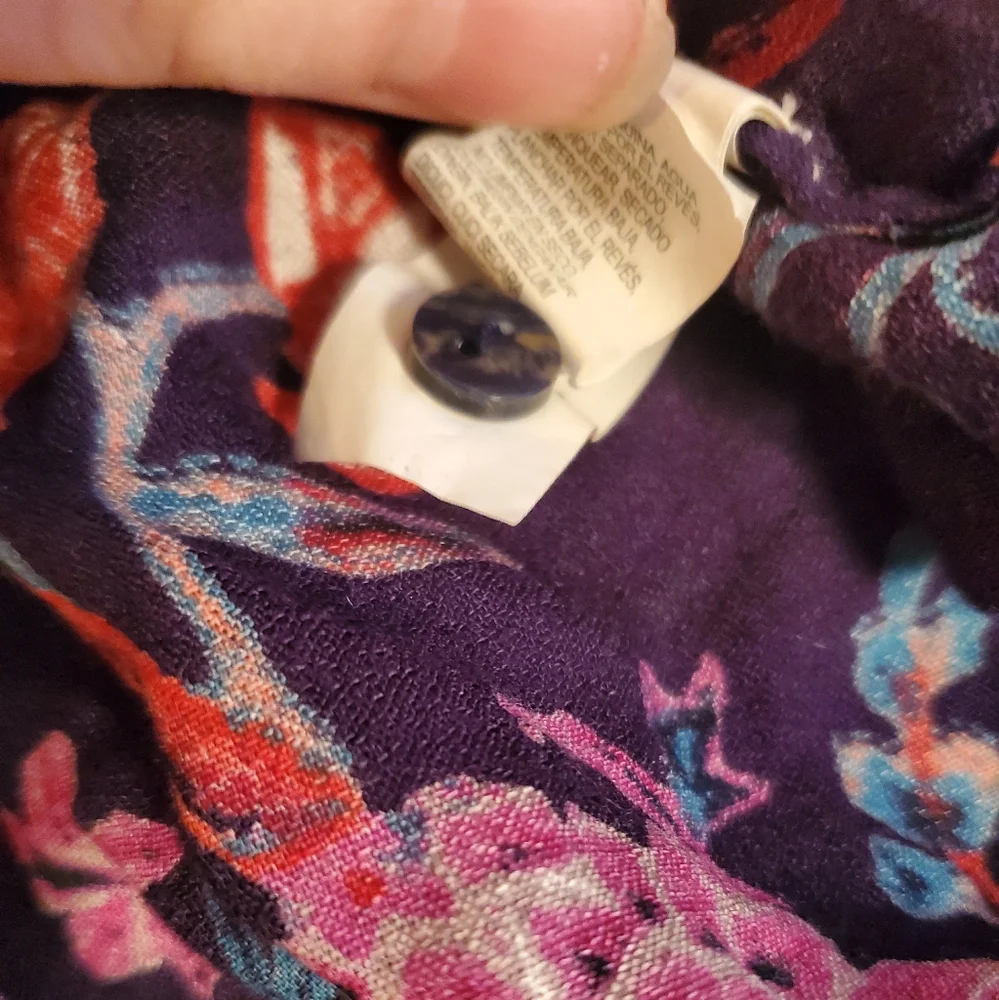 Lucky Brand Boho floral long sleeve Peasant top size large - Picture 2 of 5